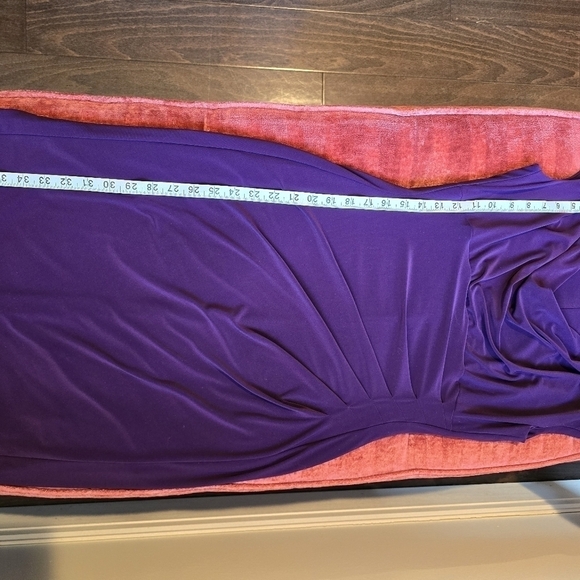 Lauren Ralph Lauren Purple Dress Ruched Waist Cowl Neck Sz 6 Jersey Knit - Picture 10 of 10